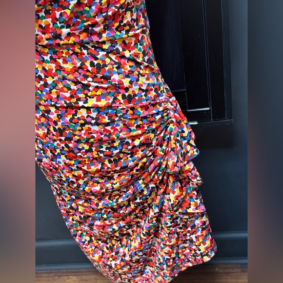 Betsey Johnson Multi Heart Print Sleeveless Ruchied Dress - Picture 5 of 11